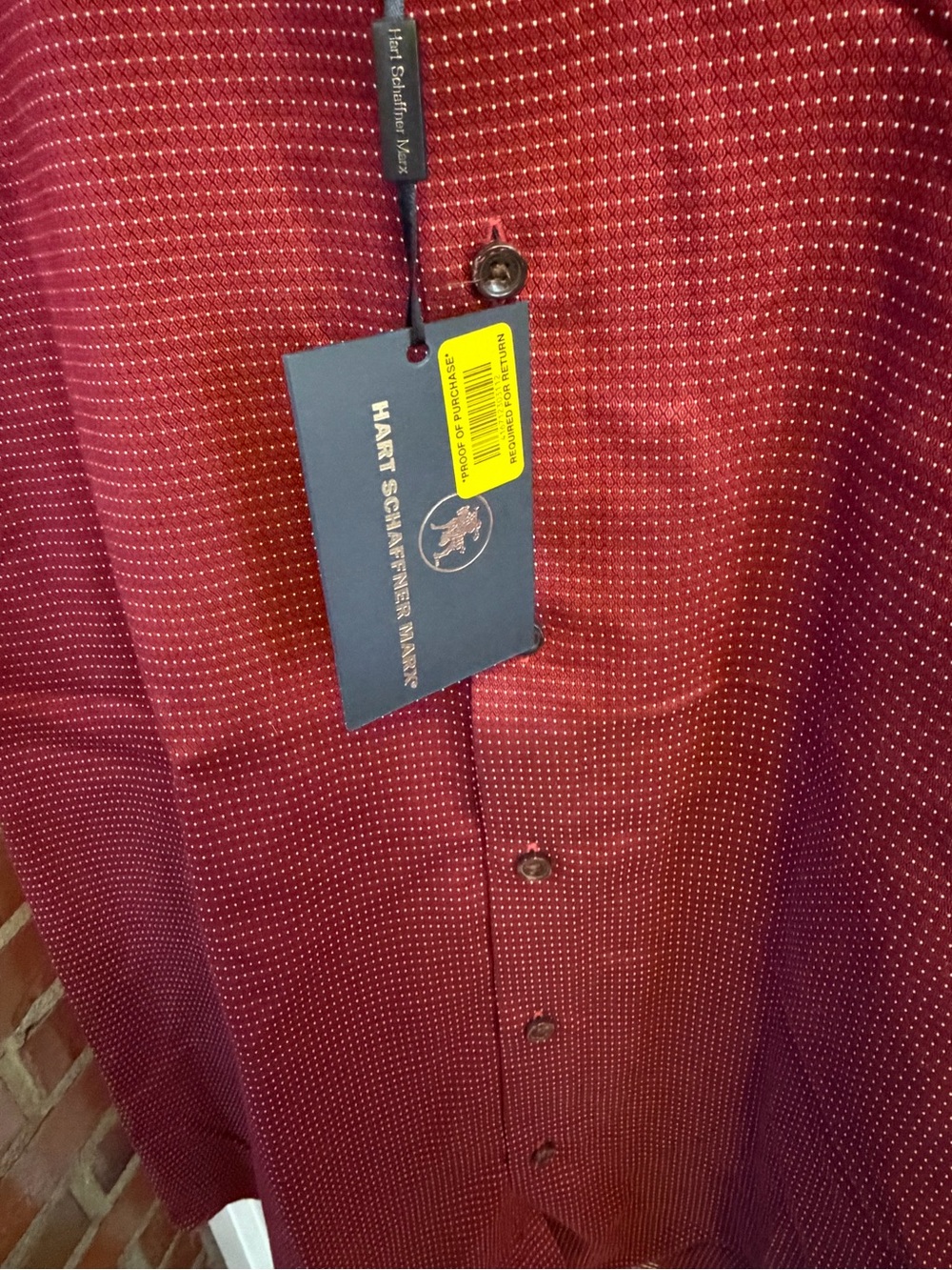Hart Schaffner Marx Men’s Geometric Short Sleeve Button Shirt Spread Collar Red - Picture 7 of 9